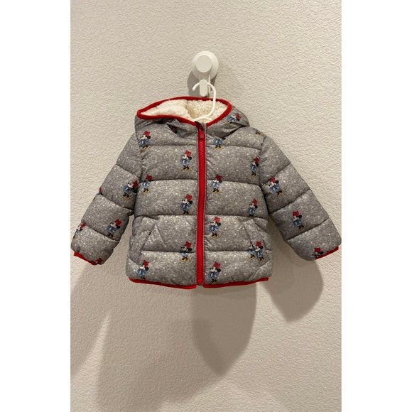 Baby Gap Disney Minnie Mouse Puffer Hooded Jacket, Size 12-18 months